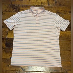 Mizzen+Main Peach and Blue Striped Versa Polo Shirt